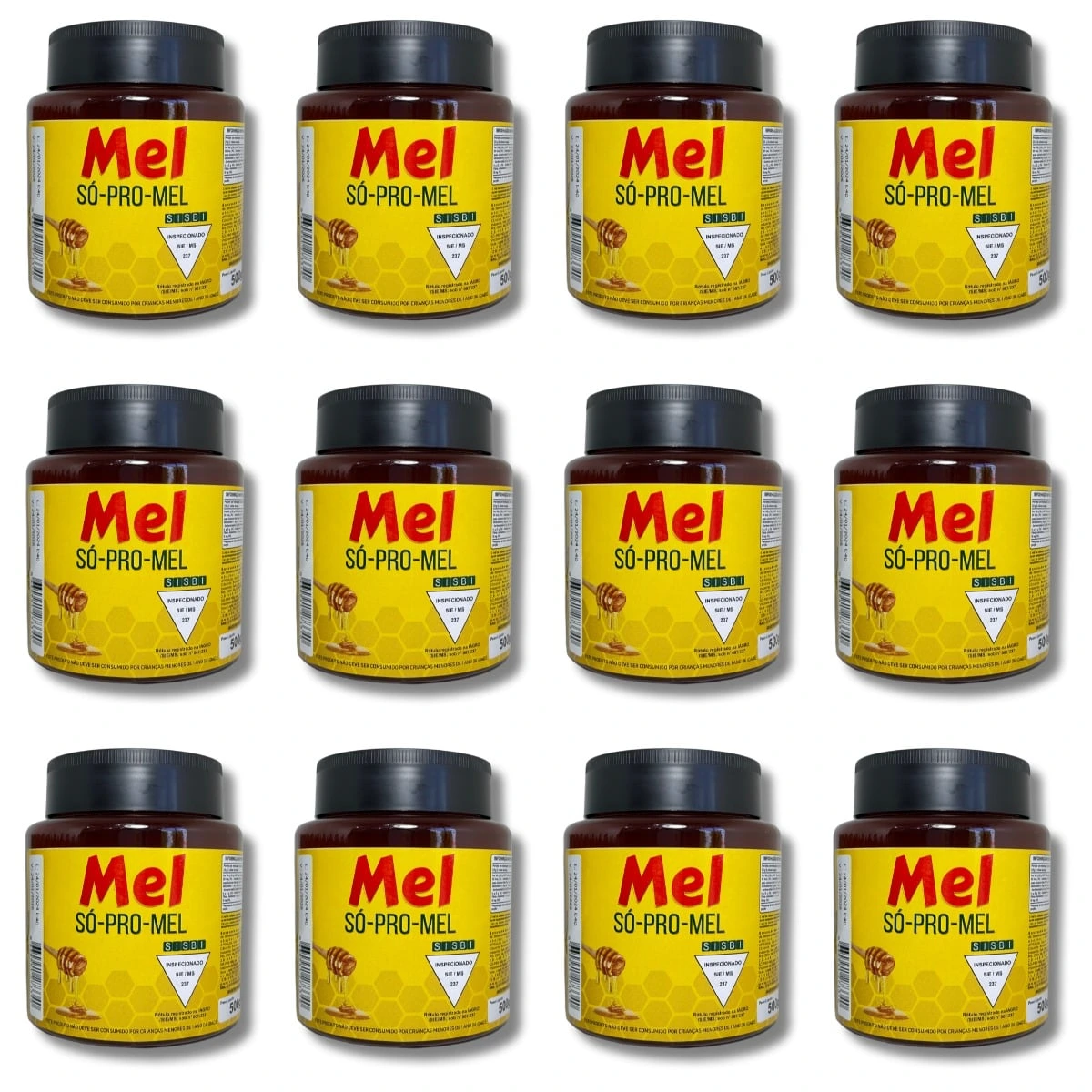 Caixa 12 Unid. Mel Pote 500g – SÓ-PRO-MEL